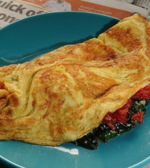 3 Egg Omelette with Spinach and Tomato Sauce