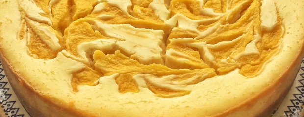 White chocolate and mango cheesecake