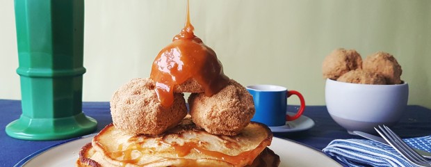 Pancakes with deep fried ice cream