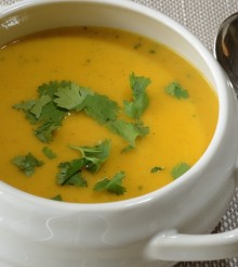 Energy boost carrot soup with orange, coconut & coriander