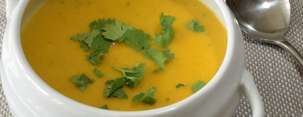 Energy boost carrot soup with orange, coconut & coriander