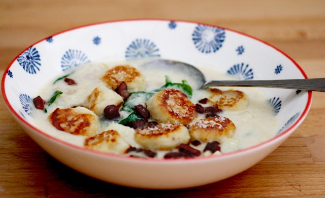 Crisp Fried Gnocchi with Creamy Chicken Soup - Sam Stern